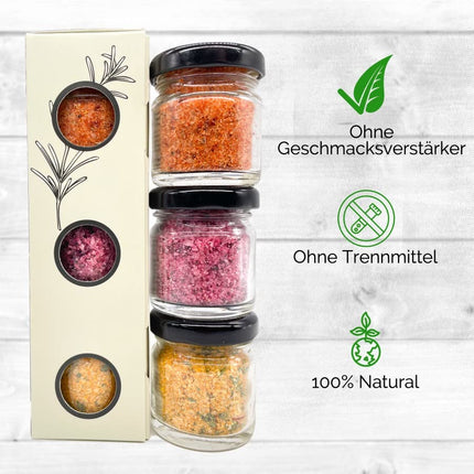 FOODOKO FINEST - Gurmee soola- ja vürtsikomplekt, maitseainesoola näidiskomplektis, meresoolakomplekt Hispaaniast (6 x 40 g) purkide kinkekomplektis