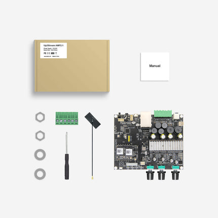 Arylic Up2stream AMP 2.1 WiFi &amp; Bluetooth 5.0 Subwoofer Mini Amplifier Board, 50Wx2+100W Sub Class d Stereo Multiroom AirPlay HiFi Amplifier Board 2.1 for DIY Speaker.