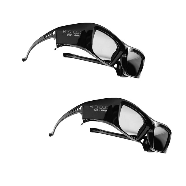 2x Hi-Shock DLP Pro 7G Black Diamond | DLP Link 3D-prillid kõikidele DLP 3D-projektoritele | Ühildub Optoma, Ace, BenQ, Vivatec, Viewsonic, LG [uusim põlvkond | katikuprillid | 96-144 Hz | 39 g | aku]