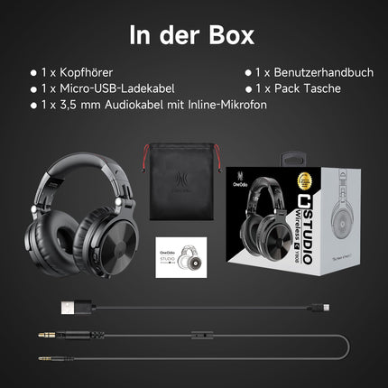 OneOdio Bluetooth-kõrvaklapid kõrva otsa [kuni 110 tundi ja BT 5.2] Juhtmevabad Bluetooth-kõrvaklapid 50 mm draiveritega, HiFi stereo kokkupandavad juhtmevabad kõrvaklapid mikrofoniga sülearvuti/mobiiltelefoni/arvuti jaoks - mustad