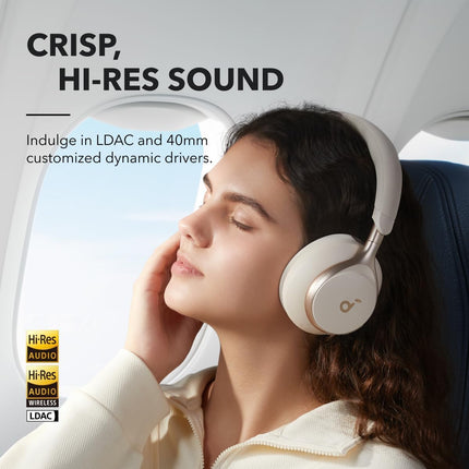 Soundcore by Anker, Space One juhtmevabad kõrvaklapid, aktiivne mürasummutus, 2x tugevam häälesummutus, 40 tundi mänguaega, rakendus, kõrglahutusega heli, Bluetooth 5.3 (kohvik latte) (uuendatud)