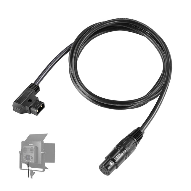NEEWER 1,8 m D-tüüpi isas- ja 4-pin XLR-naissoost toitekaabel, toitejuhe PL60C pidev LED-videovalgusti, NC011
