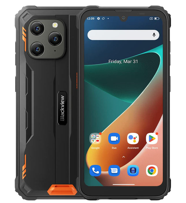 Blackview Outdoor Smartphone Without Contract BV5300 PRO, ArcSoft® 13MP+8MP, 7GB+64GB(1TB Expansion), 3 Card Slots, Android 12 DUAL SIM IP68 Waterproof Smartphone, 6.1'' HD+, 6580mAh Battery, Orange