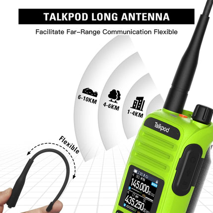 Talkpod A36plus 8W kahe sagedusalaga kahesuunaline raadiosaatja 3200mAh akuga, pikamaa käsiraadiosaatjad täiskasvanutele, komplekt sisaldab (roheline)