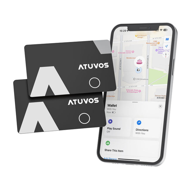 ATUVOS Air Tag kaardi rahakoti jälgija õhukesed 0,16 cm - 2 tk, nutikas silt asukoha leidmiseks, töötab Apple Find My'ga (ainult iOS), veekindel, esemete leidja pagasisildi, kohvri, kottide, passi jaoks