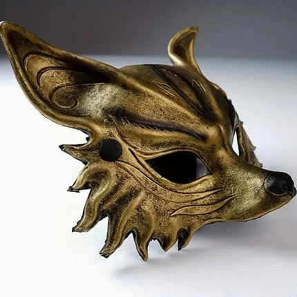 MIMIKRY Fox Half Mask made of EVA foam, masked ball mask, fox mask, costume accessory, color: gold