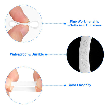 sourcing map 50pcs Silicone Rubber Bands 15 x 5mm Rubber Bands Rings Cable Ties Strong Elastic Bands Non-Slip for Drawstring Packaging Bags White