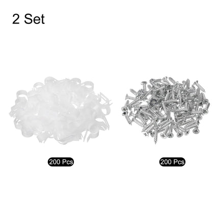 QUARKZMAN R-Type Cable Clip Wire Clamp, 19mm 0.75 inch Nylon Screw Fastening Cable Tie Clips with Screws White for Cable Management Pack of 200
