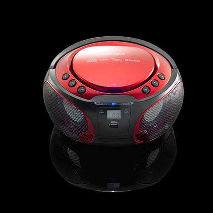 Lenco SCD-550 - CD-mängija lastele - CD-raadio - Stereosüsteem - Boombox - MP3- ja USB-mängija - Bluetooth - 2 x 2 W RMS võimsus - Peotuled - Punane