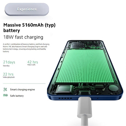 Xiaomi Redmi 14C NFC mobiiltelefon 120Hz 6.88" ekraan, 8+256GB nutitelefon ilma Helio G81 Ultra protsessori ja 50MP tehisintellektiga topeltkaamerata 5160mAh aku kuni 22 tundi videoesitus (oliiviroheline)