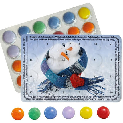 5-piece mini Advent calendar mix with chocolate buttons – perhaps the smallest Advent calendar in the world (colorful sleigh ride, Santa Claus on tour, snowmen, snail mail, look at Christmas)