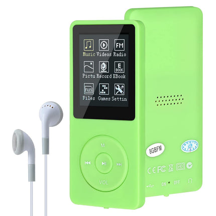 MP3/MP4 Player, Lychee Upgrade, 8 GB Digital Music Player, Portable HiFi Sound with Video/Voice Recording/FM Radio/E-Book Reader, Supports up to 64 GB (Green)