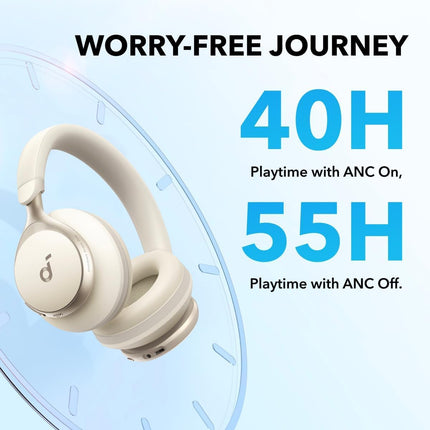 Soundcore by Anker, Space One juhtmevabad kõrvaklapid, aktiivne mürasummutus, 2x tugevam häälesummutus, 40 tundi mänguaega, rakendus, kõrglahutusega heli, Bluetooth 5.3 (kohvik latte) (uuendatud)