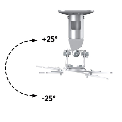 PureMounts Spider-Plus projektori laekinnitus, kallutatav 25°, pööratav, kaugus laest: 225 mm, maksimaalne kandevõime 15 kg, aukude vahe 180-310 mm, hõbedane