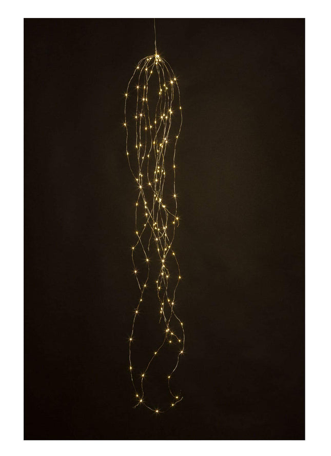 Idena 31352 - LED light chain Cascade with 125 LEDs in warm white, with 6-hour timer function, battery-operated, approx. 1.7 m long, for parties, Christmas, decoration, weddings, as mood lighting