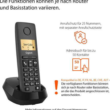 Gigaset Pure 120 - Juhtmeta telefon "Ära sega" ja ECO DECT funktsiooniga - valgustatud ekraan - kuuldeaparaatidega ühilduv, antratsiitmust [Ühildub Saksamaal, Itaalias, Prantsusmaal, Hollandis, Belgias, Šveitsis, Austraalias]