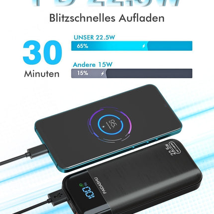 PAIDASHU Power Bank 27000mAh 22.5W väline mobiiltelefoni aku PD20W kiirlaadimisega Power Bank USB C LED-ekraaniga 3 väljundit ja 2 sisendit kaasaskantav laadija nutitelefonidele (002)
