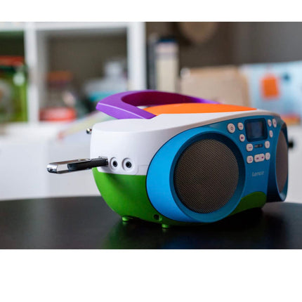 Lenco SCD-41 - CD-mängija lastele - CD-raadio - stereosüsteem - boombox - FM-raadio tuuner - USB-port - MP3 - 2 x 1 W RMS-toide - töötab vooluvõrgust ja akudest - värviline