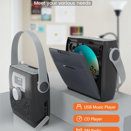 UUS 2024. aasta kaasaskantav CD-mängija FM-raadioga, MONODEAL Bluetooth Boombox CD-mängija kõlariga, laetav kaasaskantav CD-mängija FM-raadioga, kõlar, unetaimer