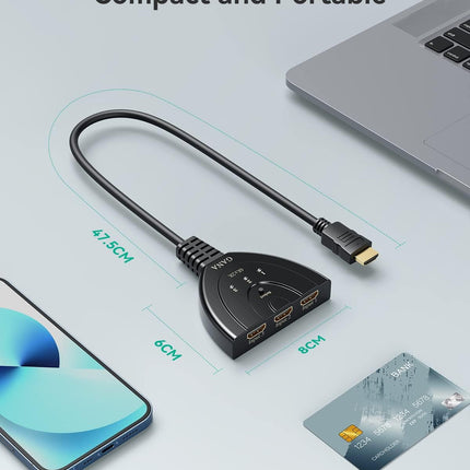 GANA HDMI-lüliti HDMI-lüliti 4K | HDMI-jaotur HD HDMI-lüliti 3 sisendit 1 väljundit 4K/1080P/3D-ga Xboxi/PS3/PS4/Apple TV/Fire TV/Blu-Ray DVD-mängija jaoks
