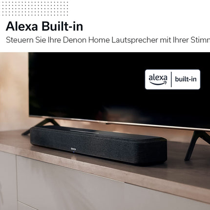 Denon Home Sound Bar 550 kompaktne kodukino soundbar koos Dolby Atmose, DTS:X, sisseehitatud Alexa, WiFi, Bluetoothi, AirPlay 2, sisseehitatud HEOSi, HDMI eARC, 4K Ultra-HD, Dolby Visioni, HDR10-ga, must