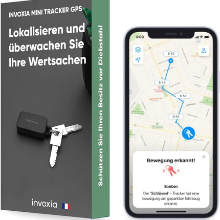 Invoxia Mini GPS Tracker - Veekindel GPS-jälgija reaalajas vargusvastase alarmiga - Kuni 3-kuuline aku tööiga - Sisaldab 3-aastast tellimust - Väike ja kerge - Vargusvastane kaitse võtmetele, paadile