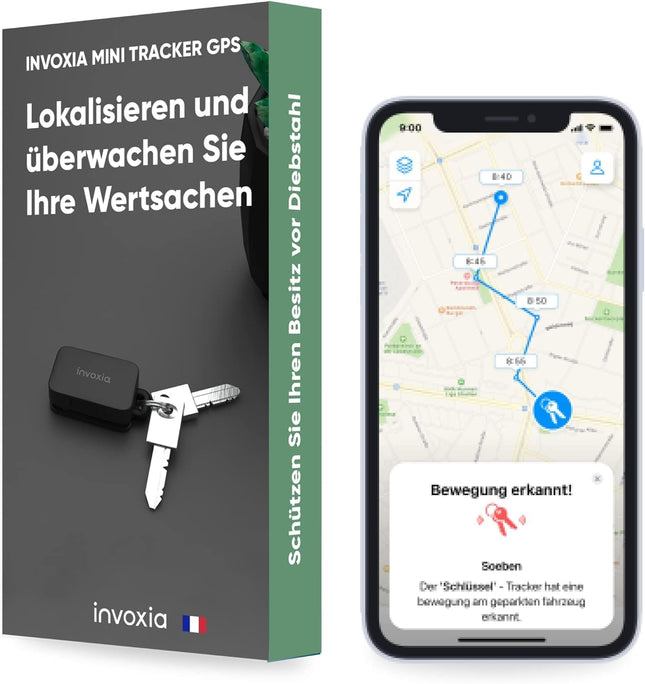 Invoxia Mini GPS Tracker - Veekindel GPS-jälgija reaalajas vargusvastase alarmiga - Kuni 3-kuuline aku tööiga - Sisaldab 3-aastast tellimust - Väike ja kerge - Vargusvastane kaitse võtmetele, paadile