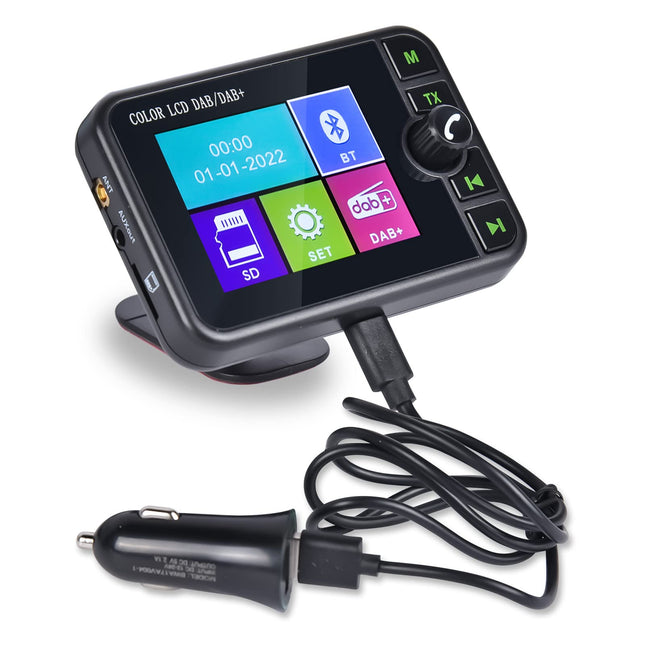 Hikity DAB/DAB+ raadioadapter autoraadiole/kodukasutuseks, 2,4-tolline LCD kaasaskantav autoraadio DAB FM-saatjaga, Bluetooth käed-vabad MP3-mängija, DAB+ digitaalne raadiotuuner TF-taasesituse/Aux-väljundiga