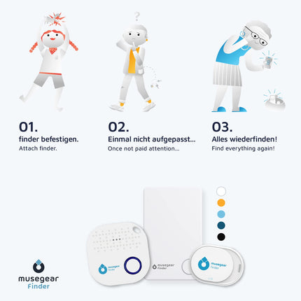 MuseGeari võtmeleidja koos Bluetooth-rakendusega Saksamaalt | Maksimaalne andmekaitse | Helesinine 1-pakend | iOS-ile ja Androidile | Võtmete leidmine