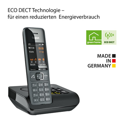 Gigaset Comfort 520A - Juhtmeta DECT-telefon automaatvastajaga - Elegantne disain - Käed-vabad funktsioon - Mugav kõnekaitse - Aadressiraamat 200 kontaktiga, titaanmust [saksa versioon]