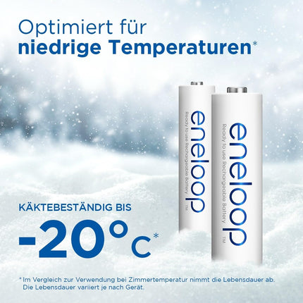 eneloop, AA/Mignon + AAA/Micro NI-MH laetav aku, 8 tk pakis, mahutavus min. 2000 + 800 mAh, kasutusvalmis NI-MH laetavad akud, laetav kuni 2000 korda, plastvaba pakend, standardne, valge
