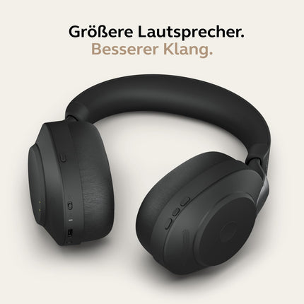 Jabra Evolve2 85 juhtmevabad arvutipeakomplektid – mürasummutavad Microsoft Teamsi sertifitseeritud stereokõrvaklapid pika tööeaga akuga – USB-A Bluetooth-adapter – must