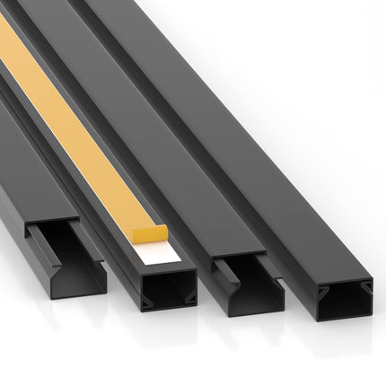 CILSON 10m kaablikanalid 1,5 x 1 x 100 cm / 10 x 1m isekleepuv kaablikanal must vahtteibiga, paigaldusvalmis kaablikate