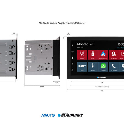 Blaupunkt Oslo 600 DAB, 2-DIN car multimedia, 7-inch touchscreen, wireless CarPlay, wireless Android Auto, DAB+, Bluetooth, hands-free system, USB, rear view camera input, 180 watts