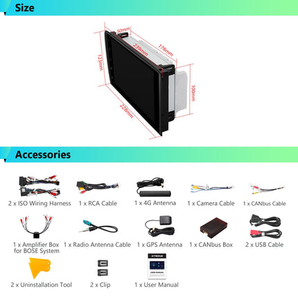 XTRONS 8-tolline Android 13 autoraadio Octa Core 4GB 64GB multimeediamängija sisseehitatud 4G LTE CarAutoPlay Android Auto DSP GPS Bluetooth 5.0 WiFi USB valikuline OBD DAB DVR TPMS Audi A3 S3 RS3 jaoks