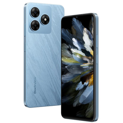 Blackview Wave 8 4G Android 14 nutitelefon ilma lepinguta, 12 GB + 256 GB (2 TB väline SD-kaart), 6,56-tolline HD+ ekraan (silmadele mugav režiim), 13 MP + 8 MP, kahe SIM-kaardiga mobiiltelefon, Smart-K Box kõlar, GPS, sinine
