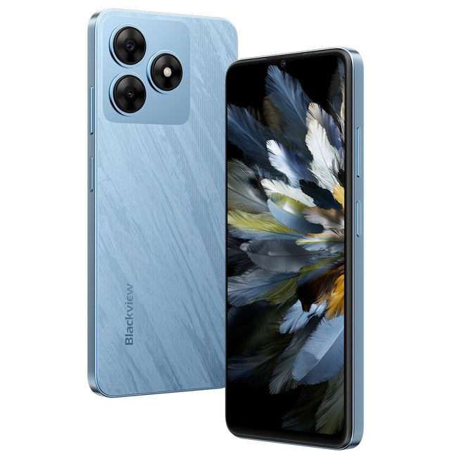Blackview Wave 8 4G Android 14 nutitelefon ilma lepinguta, 12 GB + 128 GB (2 TB väline SD-kaart), 6,56-tolline HD+ ekraan (silmadele mugav režiim), 13 MP + 8 MP, kahe SIM-kaardiga mobiiltelefon, Smart-K Box kõlar, GPS, sinine