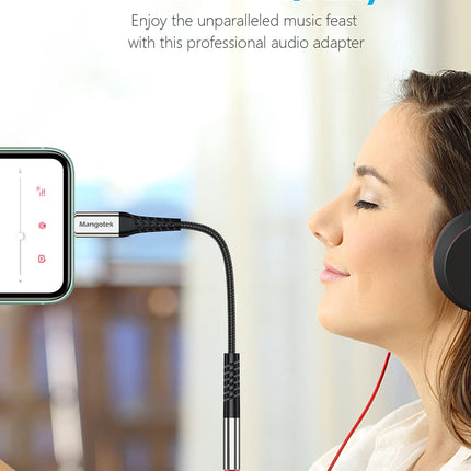 Mangotek iPhone'i kõrvaklappide adapter, läikiv ja punutud Lightning - 3,5 mm kõrvaklappide pesa adapter, audio dongle kõrvaklappide Aux-adapter Apple iPhone 12 Pro Max Mini 11 SE 7 8 Plus X XS XR jaoks