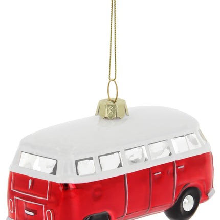 BRISA VW kollektsioon - Volkswagen T1 Bulli bussi jõulukaunistused ja -kaunistused klaasist kinkekarbis (skaala 1:40, punane)