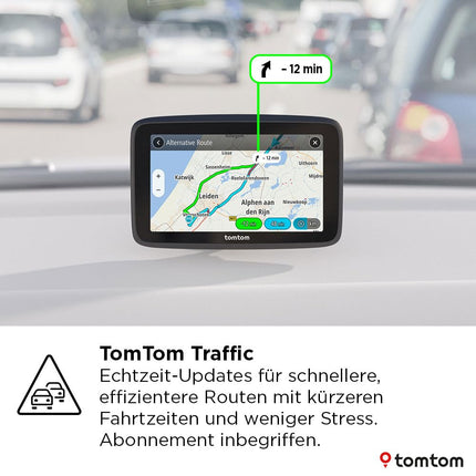 TomTom GO Classic teise auto navigatsiooniseade (6-tolline, liiklusummikute vältimine tänu TomTom Trafficule, Euroopa kaardi uuendused kaasas, uuendused WiFi kaudu, dünaamiline sõiduraja abiline, integreeritud, pööratav kinnitus)