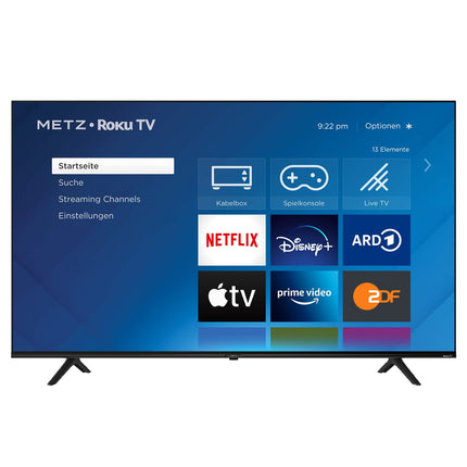 METZ Blue Roku TV, 4K UHD nutiteler, 55 tolli, 139 cm, kolmekordse tuuneriga teler, WiFi, LAN, HDMI, USB ja HDTV ühendusvõimalustega