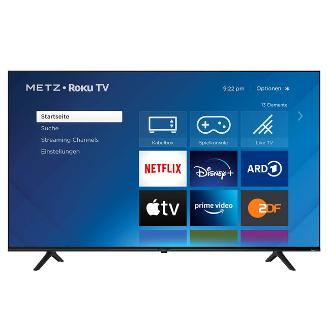 METZ Blue Roku TV, 4K UHD nutiteler, 55 tolli, 139 cm, kolmekordse tuuneriga teler, WiFi, LAN, HDMI, USB ja HDTV ühendusvõimalustega