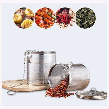Stainless steel spice filter, stainless steel 304 tea filter, tea filter ball filter with carrying chain and hook, suitable for all types of cups and teapots (1 piece 8 * 9cm)