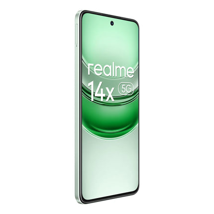 Realme 14x 5G nutitelefon 6 + 128 GB, silmadele mugav ekraan 120 Hz, terav 50 MP kaamera, kauakestev 5000 mAh aku, sõjaväeklassi löögikindlus, kaheksatuumaline, roheline (ilma adapterita)