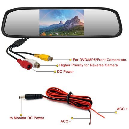 Tahavaatepeegli monitor, Akozon 5-tolline auto tahavaatepeegli ekraan, DC12‑24V peegliga armatuurlaud koos tahavaatekaameraga, LCD TFT parkimisabi ekraan, Full HD autopeegli armatuurlaud, 2 sisendkanalit, universaalne