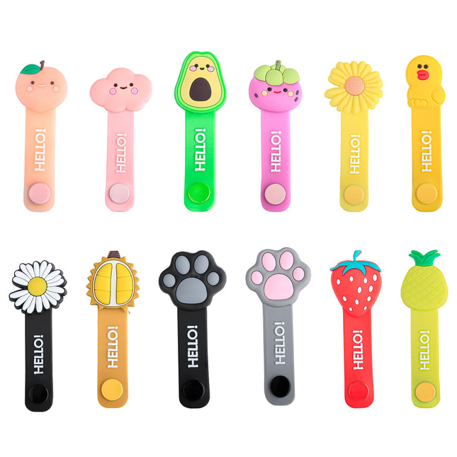 Rumyve Silicone Cable Organizer, Cute Cartoon Charging Cable USB Manager Organizer, Reusable Earphone Wire, Pen, Keychain Holder, 12 Pack