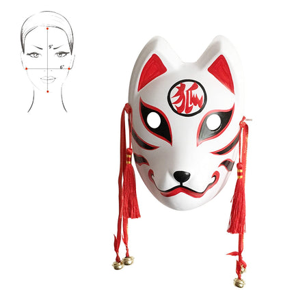 YangYongi rebase mask, keskmise suurusega Kitsune Kabuki mask poistele, Jaapani koomiksi-anime teemaline kostüümmask maskiballiks, peoks, halloweeniks