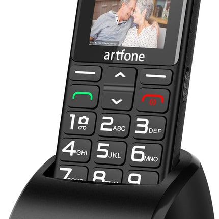 artfone 182 seenioridele mõeldud mobiiltelefon suurte nuppudega | Lepinguta seenioridele mõeldud mobiiltelefon | GSM kahe SIM-kaardiga mobiiltelefon seenioridele hädaabikõne nupuga | 1,77-tolline seenioridele mõeldud mobiiltelefon | 1400 mAh
