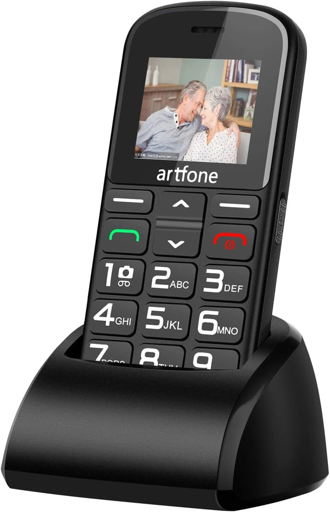 artfone 182 seenioridele mõeldud mobiiltelefon suurte nuppudega | Lepinguta seenioridele mõeldud mobiiltelefon | GSM kahe SIM-kaardiga mobiiltelefon seenioridele hädaabikõne nupuga | 1,77-tolline seenioridele mõeldud mobiiltelefon | 1400 mAh