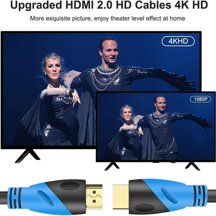 Rommisie 4K/60HZ HDMI Cable 25m (HDMI 2.0, 18Gbps) Ultra High Speed ​​Gold-Plated Connectors, Ethernet Audio Return Video 4K, Full HD 1080p, 3D Compatible Blu-Ray Laptop PS3 PS5 PS9 PC HDTV